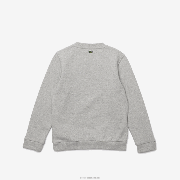 Lacoste Sweatshirt van fleece met krokodillenprint 0828H3244 grijs chine wit w9d kinderen
