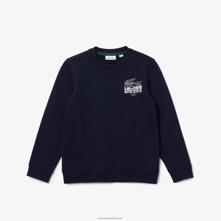 Lacoste Sweatshirt van katoenfleece met krokodillenlogo 0828H3204 marineblauw 166 kinderen