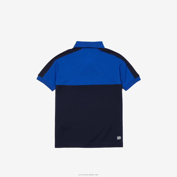 Lacoste ademend piqué poloshirt met colourblocking 0828H3183 marineblauw mt5 jongens
