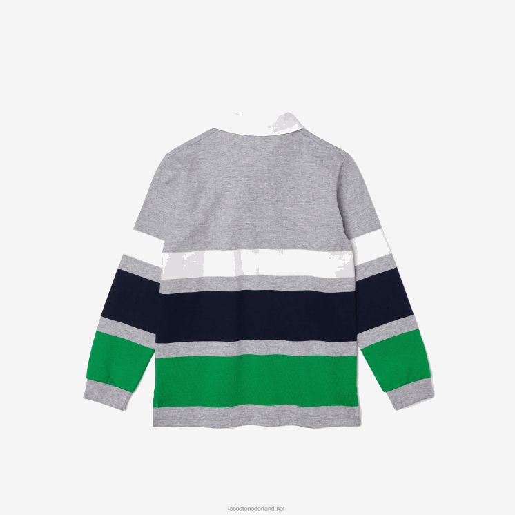 Lacoste gestreept katoenen rugby poloshirt met normale pasvorm 0828H3151 grijs chine wit blauw groen pwx jongens