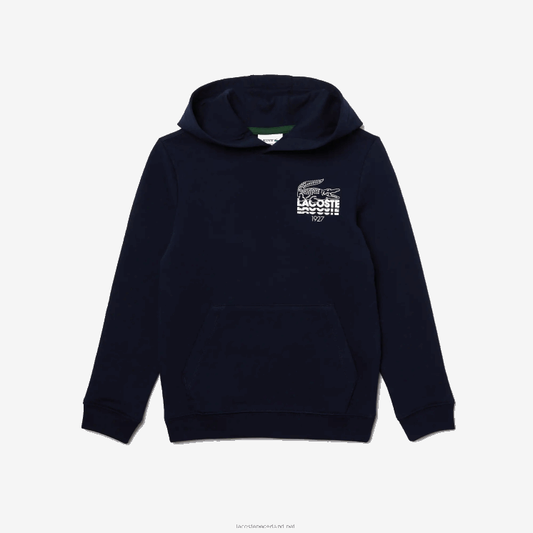 Lacoste hoodie van krokodilkatoen 0828H3203 marineblauw 166 kinderen