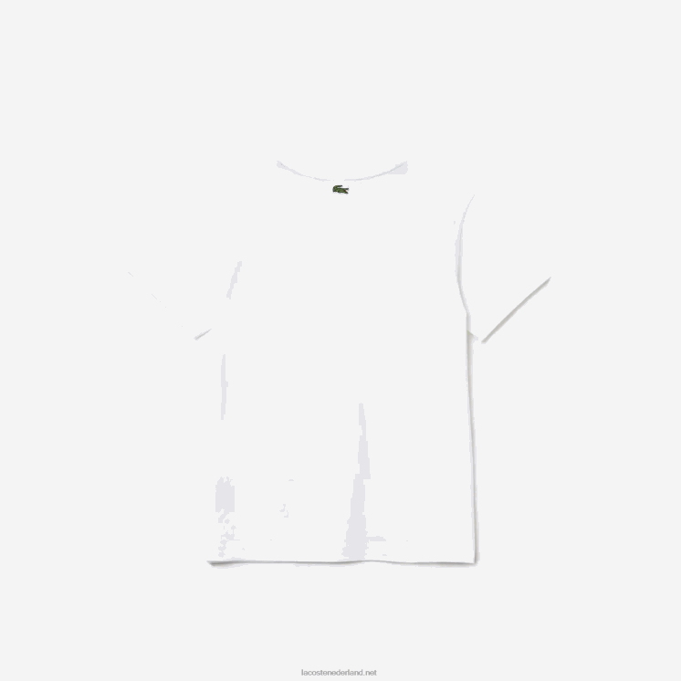 Lacoste katoenen T-shirt met ronde hals en krokodillenbelettering 0828H3119 wit 001 jongens