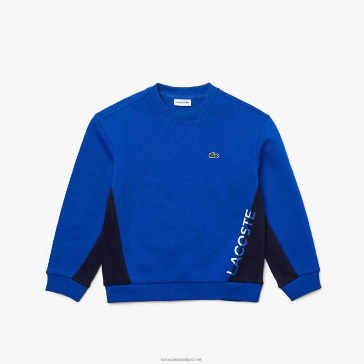 Lacoste sweatshirt van fleece met ronde hals 0828H3265 marineblauw mt5 jongens