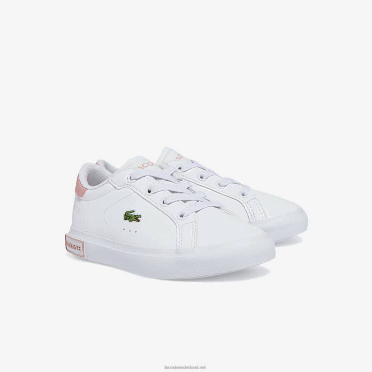 Lacoste powercour synthetische sneakers 0828H2936 wit & lichtroze 1y9 zuigelingen