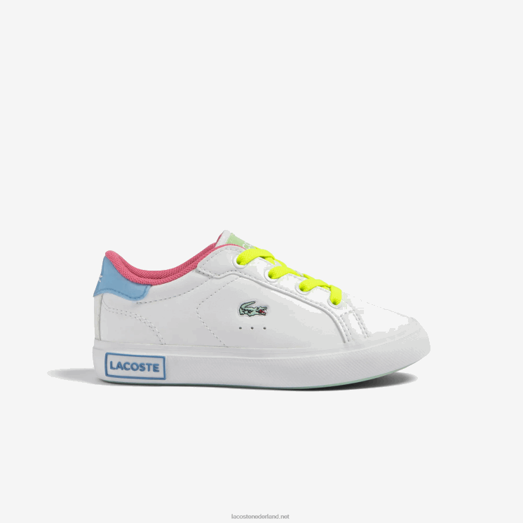 Lacoste powercourt synthetische kleur-pop sneakers 0828H2931 wit/groen 082 zuigelingen