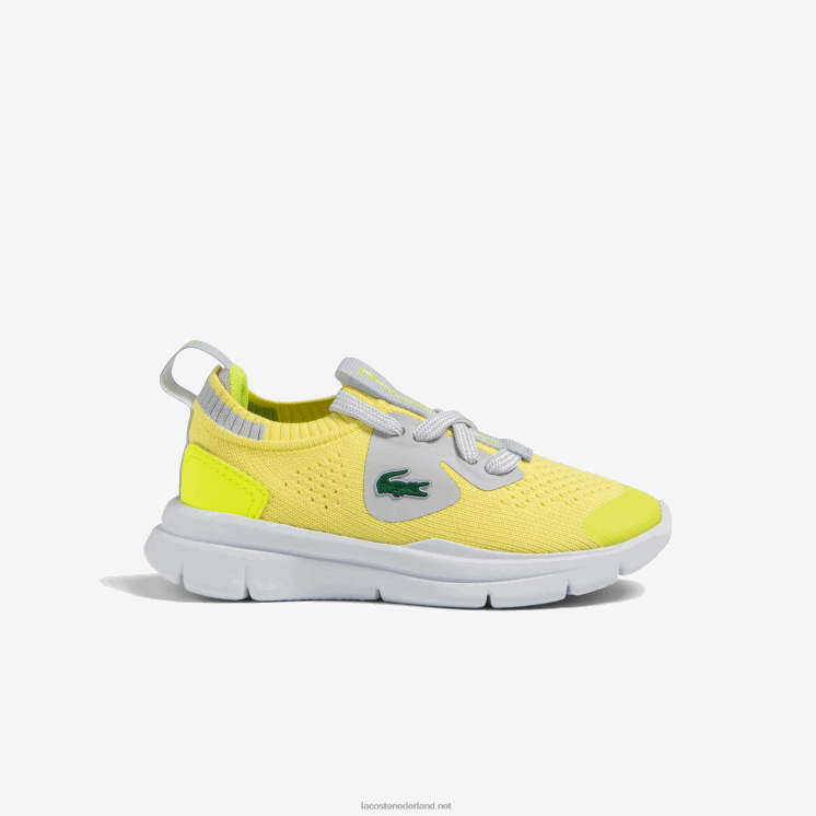 Lacoste run spin gebreide stoffen sneakers 0828H2930 geel/bruin 382 zuigelingen