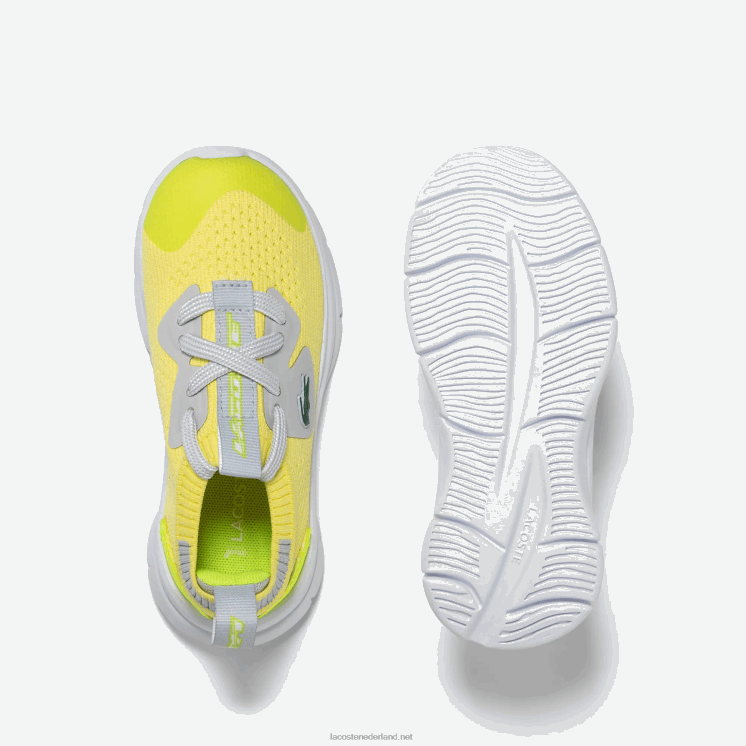 Lacoste run spin gebreide stoffen sneakers 0828H2930 geel/bruin 382 zuigelingen