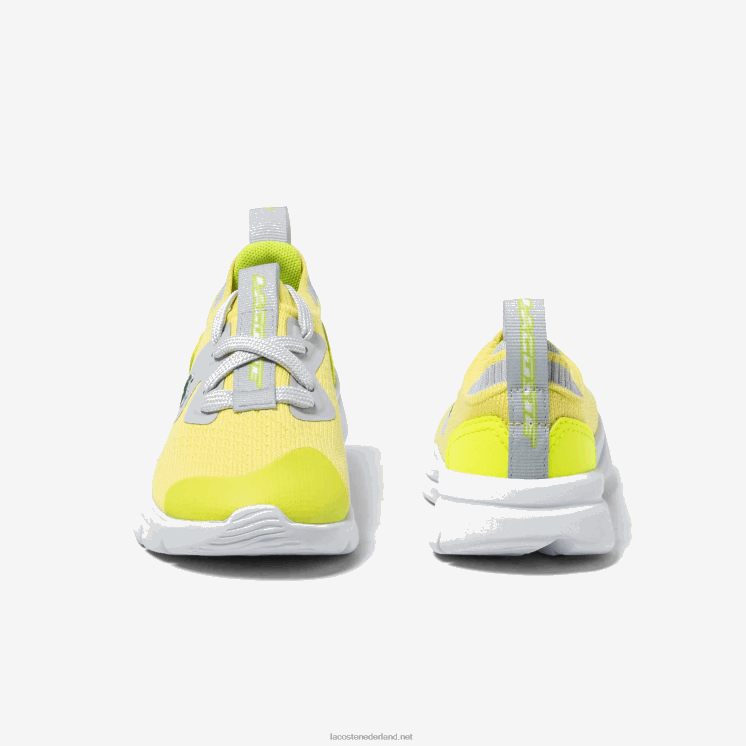 Lacoste run spin gebreide stoffen sneakers 0828H2930 geel/bruin 382 zuigelingen