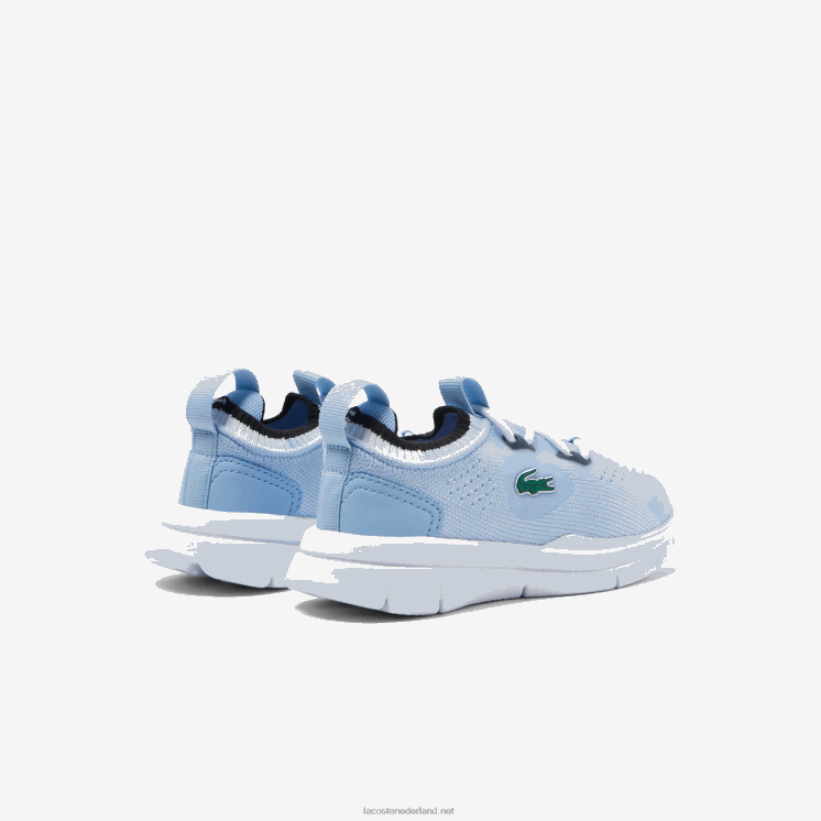 Lacoste run spin gebreide textiel kleurcontrast sneakers 0828H2980 lichtblauw wit 2k7 zuigelingen