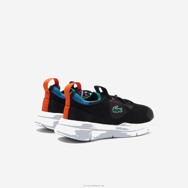 Lacoste run spin gebreide textiel kleurcontrast sneakers 0828H2981 zwart blauw 011 zuigelingen