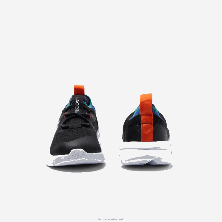 Lacoste run spin gebreide textiel kleurcontrast sneakers 0828H2981 zwart blauw 011 zuigelingen