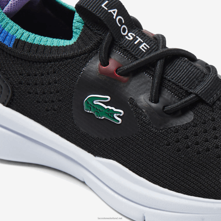 Lacoste run spin gebreide textiel kleurcontrast sneakers 0828H2981 zwart blauw 011 zuigelingen