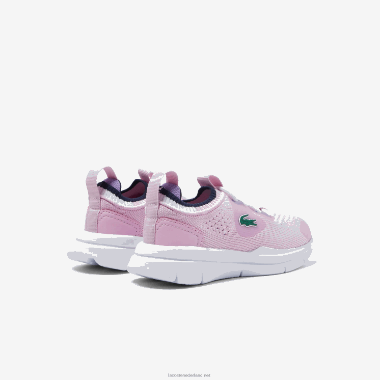 Lacoste run spin gebreide textiel kleurcontrast sneakers 0828H2982 roze en wit f50 zuigelingen