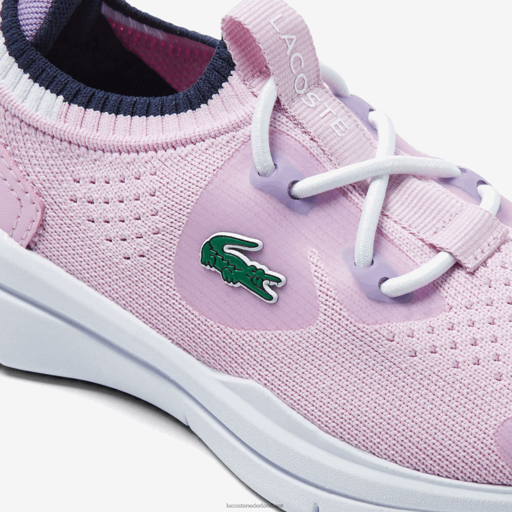 Lacoste run spin gebreide textiel kleurcontrast sneakers 0828H2982 roze en wit f50 zuigelingen
