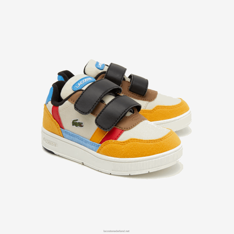 Lacoste t-clip synthetische winterschoenen voor buiten 0828H2992 gebroken wit & geel ht3 zuigelingen