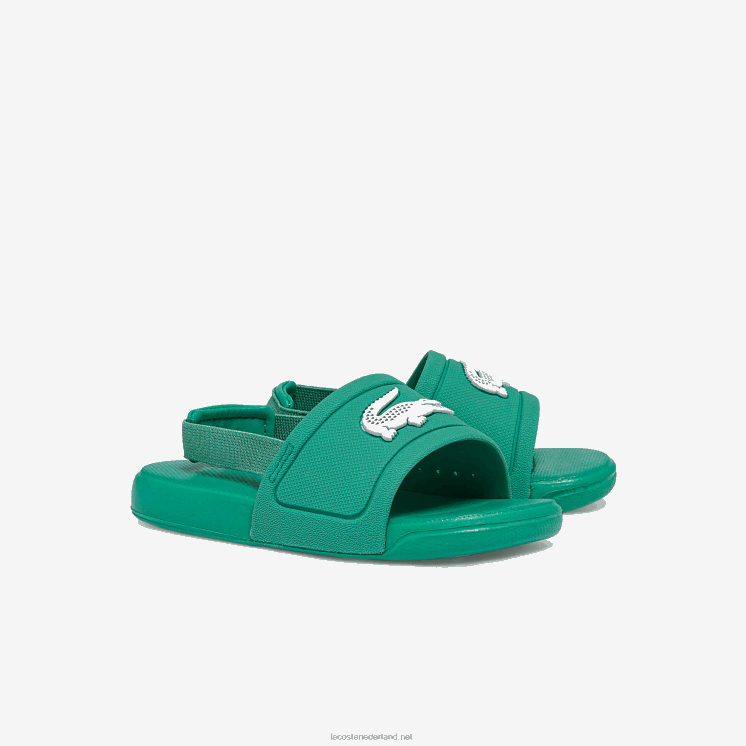 Lacoste l.30 synthetische dia's 0828H2966 groen & wit 1r7 zuigelingen