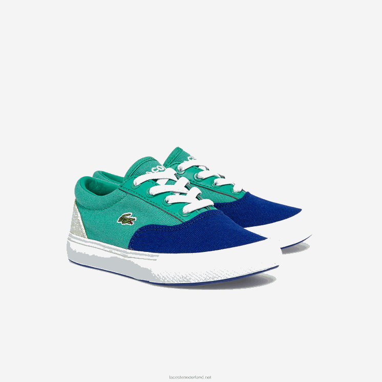 Lacoste jump serve veter canvas sneakers 0828H2976 blauw groen bg3 zuigelingen