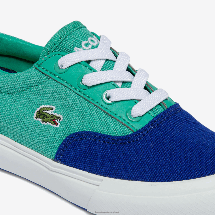 Lacoste jump serve veter canvas sneakers 0828H2976 blauw groen bg3 zuigelingen