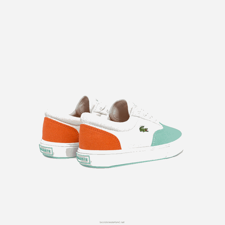 Lacoste jump serve veter canvas sneakers 0828H3263 wit turkoois t66 kinderen