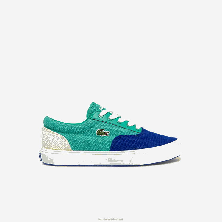 Lacoste jump serve veter canvas sneakers 0828H3264 blauw groen bg3 kinderen