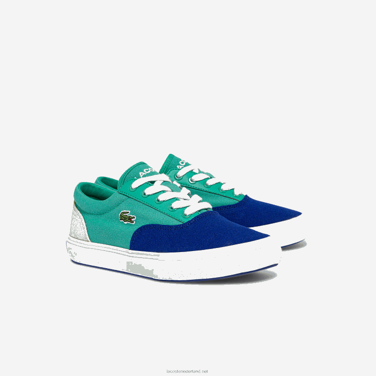 Lacoste jump serve veter canvas sneakers 0828H3264 blauw groen bg3 kinderen