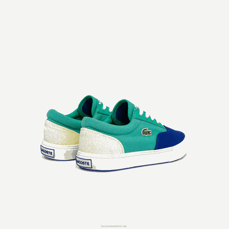 Lacoste jump serve veter canvas sneakers 0828H3264 blauw groen bg3 kinderen