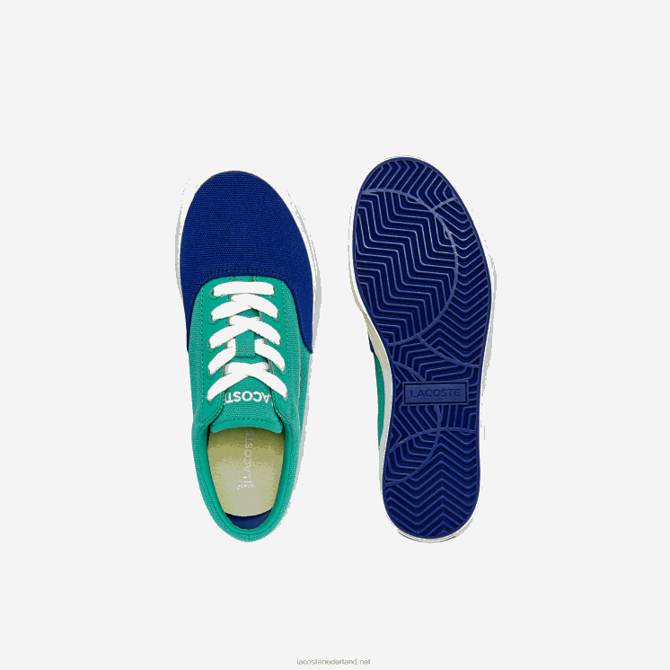Lacoste jump serve veter canvas sneakers 0828H3264 blauw groen bg3 kinderen