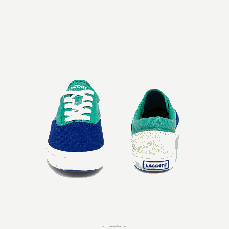 Lacoste jump serve veter canvas sneakers 0828H3264 blauw groen bg3 kinderen