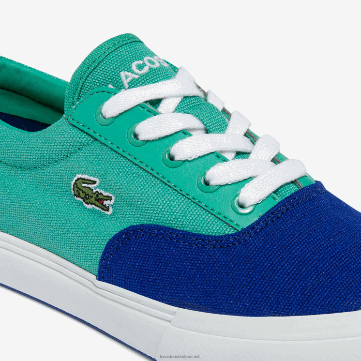 Lacoste jump serve veter canvas sneakers 0828H3264 blauw groen bg3 kinderen