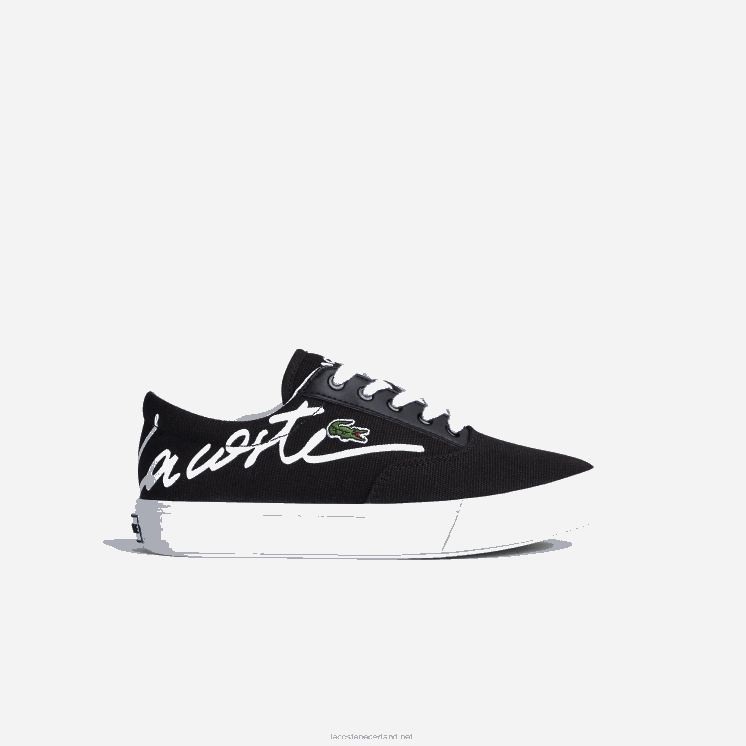 Lacoste jump serve vetersneakers van textiel 0828H3305 zwart-wit 312 kinderen