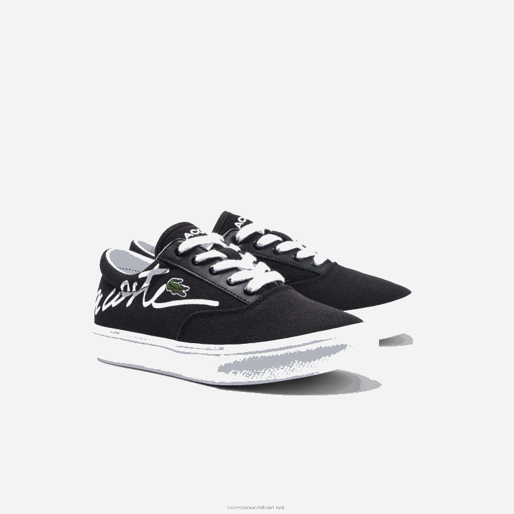 Lacoste jump serve vetersneakers van textiel 0828H3305 zwart-wit 312 kinderen