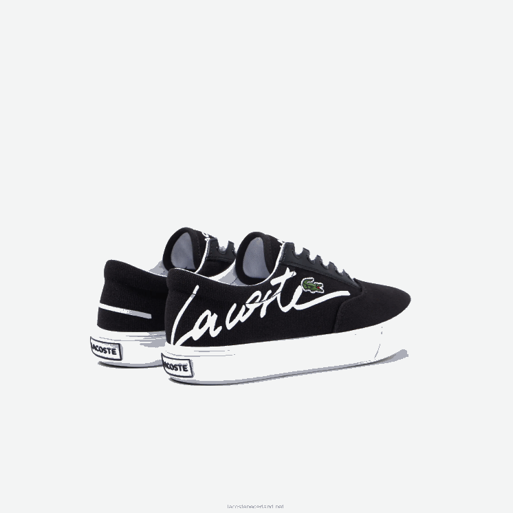 Lacoste jump serve vetersneakers van textiel 0828H3305 zwart-wit 312 kinderen