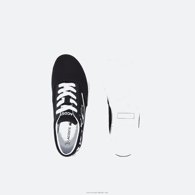 Lacoste jump serve vetersneakers van textiel 0828H3305 zwart-wit 312 kinderen