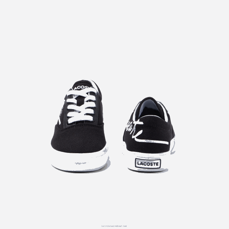 Lacoste jump serve vetersneakers van textiel 0828H3305 zwart-wit 312 kinderen