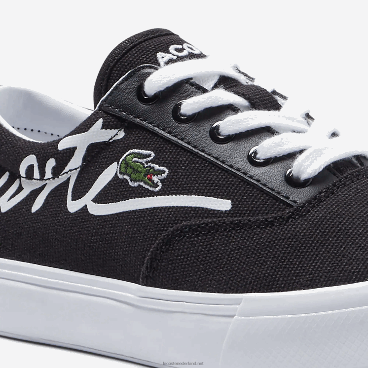 Lacoste jump serve vetersneakers van textiel 0828H3305 zwart-wit 312 kinderen