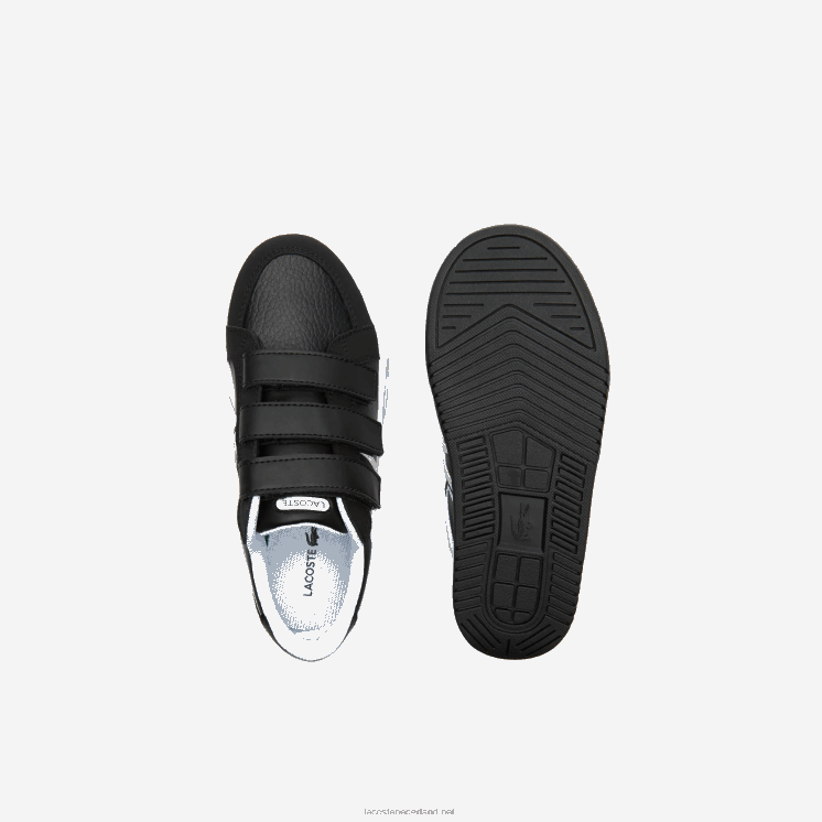 Lacoste l001 synthetische sneakers 0828H3259 zwart-wit 312 kinderen