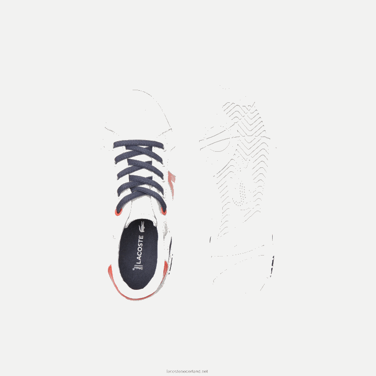 Lacoste l004 textiel sneakers 0828H3061 lichtgrijs rood 15c kinderen