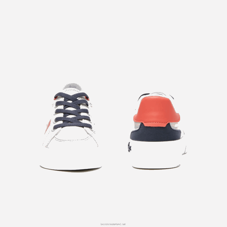 Lacoste l004 textiel sneakers 0828H3061 lichtgrijs rood 15c kinderen