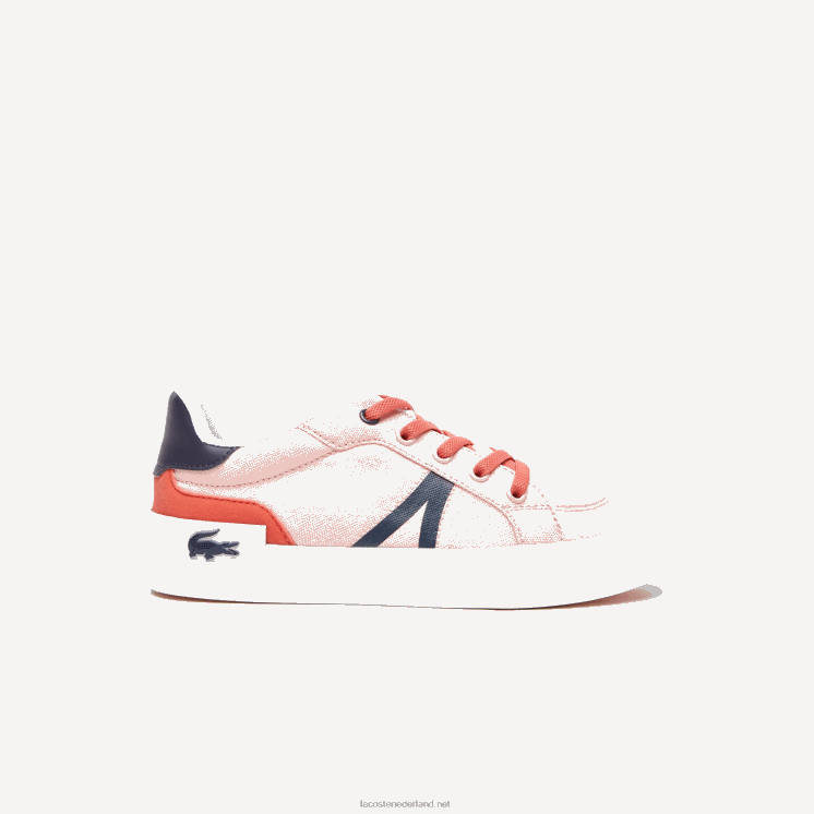Lacoste l004 textiel sneakers 0828H3062 roze marine s1n kinderen