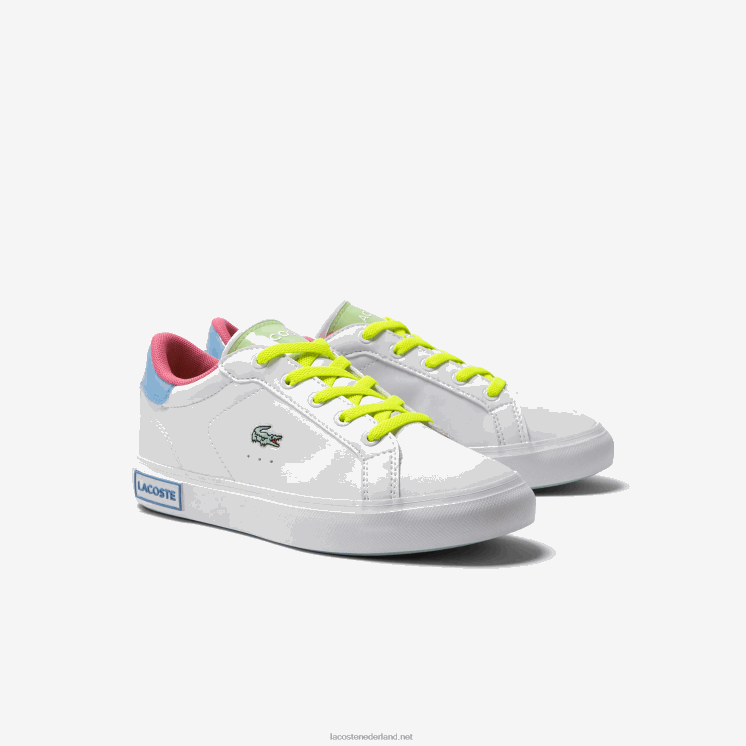 Lacoste powercourt synthetische kleur-pop sneakers 0828H3071 wit/groen 082 kinderen