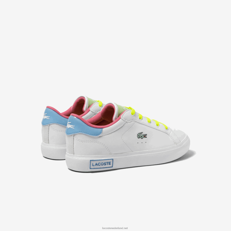 Lacoste powercourt synthetische kleur-pop sneakers 0828H3071 wit/groen 082 kinderen