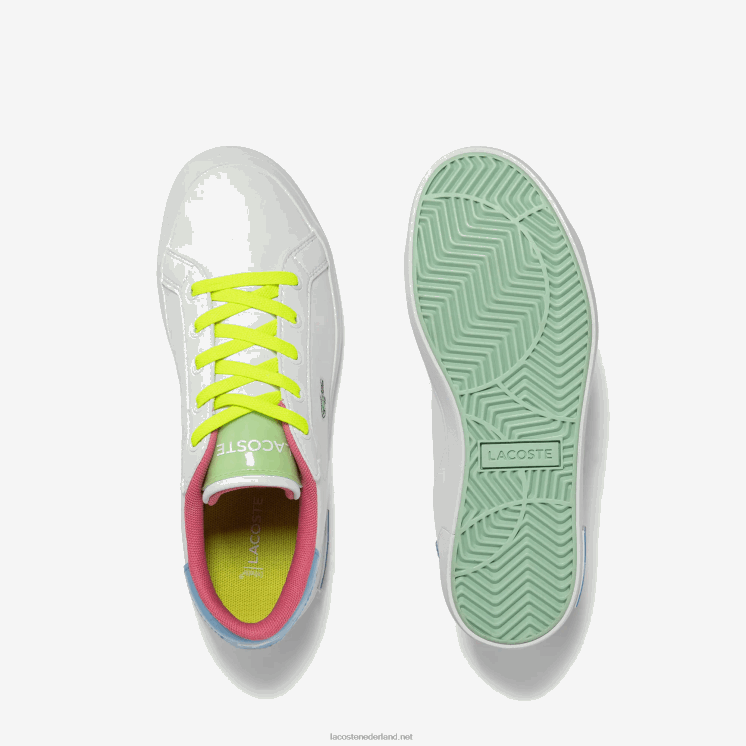 Lacoste powercourt synthetische kleur-pop sneakers 0828H3071 wit/groen 082 kinderen