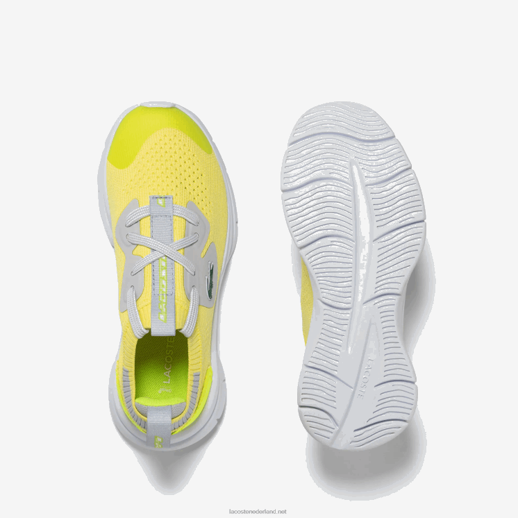 Lacoste run spin gebreide stoffen sneakers 0828H3068 geel/bruin 382 kinderen