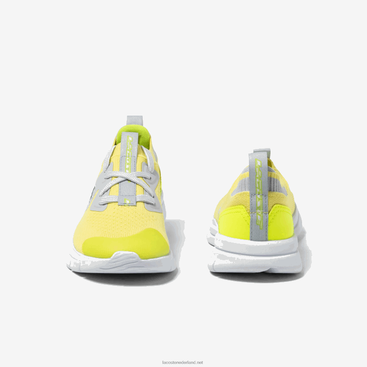 Lacoste run spin gebreide stoffen sneakers 0828H3068 geel/bruin 382 kinderen