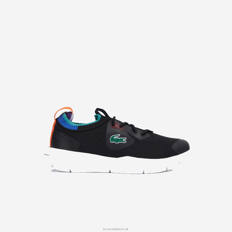 Lacoste run spin knit textiel kleurcontrast sneakers 0828H3298 zwart blauw 011 kinderen
