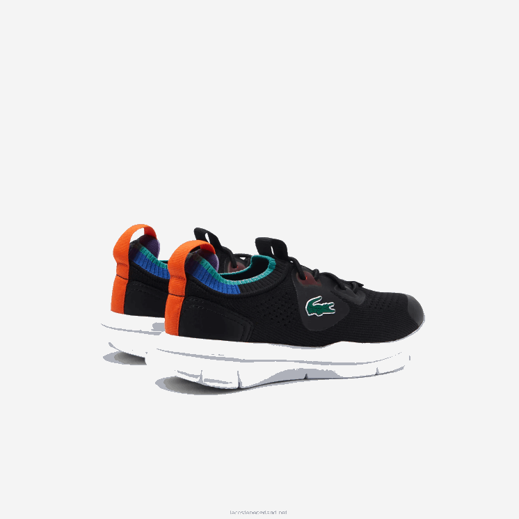 Lacoste run spin knit textiel kleurcontrast sneakers 0828H3298 zwart blauw 011 kinderen