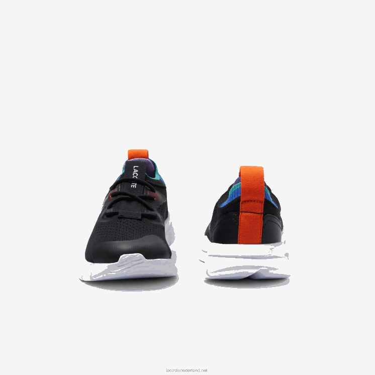 Lacoste run spin knit textiel kleurcontrast sneakers 0828H3298 zwart blauw 011 kinderen