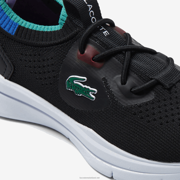 Lacoste run spin knit textiel kleurcontrast sneakers 0828H3298 zwart blauw 011 kinderen