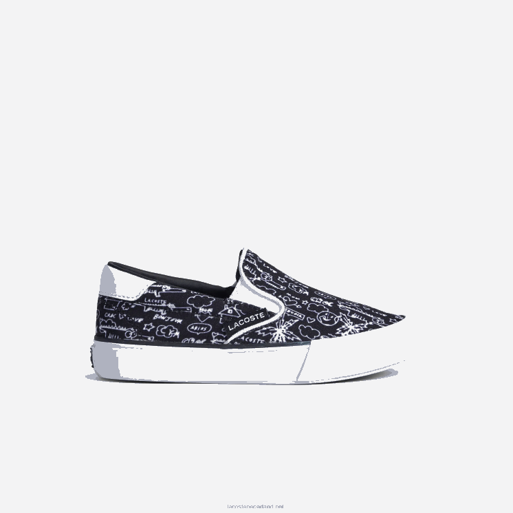 Lacoste spring serve textiel instapper 0828H2968 zwart-wit 312 zuigelingen