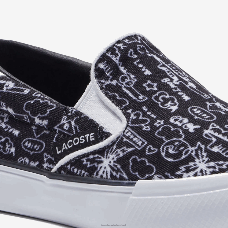 Lacoste spring serve textiel instapper 0828H2968 zwart-wit 312 zuigelingen